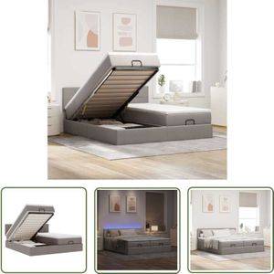 VidaXL Ottoman-Bett mit Matratzen & LEDs Taupe 200x200 cm Stoff