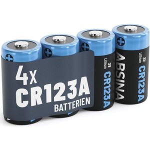 Absina - 4x CR123A Lithium Batterie 3V 1300mAh (4er Blister)