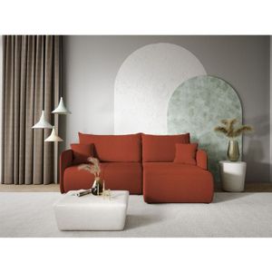 Fun Moebel - Ecksofa Sofa mit Schlaffunktion calgary Stoff Curio Ziegelrot Ottomane Rechts