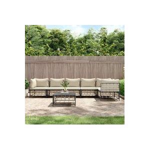 Torana - 7-tlg. Garten-Lounge-Set mit Kissen Anthrazit Poly Rattan
