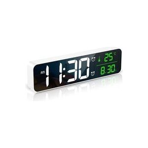 Digitaler Wecker, LED-Nachttischuhr [10 Zoll großes LED-Display], elektrische Spiegel-Tischuhren mit Datums-, Uhrzeit-, Temperaturanzeige,