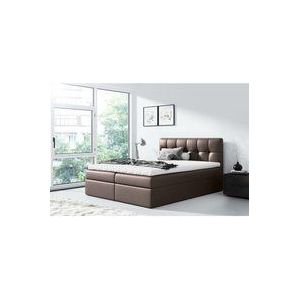 Boxspringbett rickie 200x200 mit tiefen Bettkasten & Topper MA928 braun - Furnix