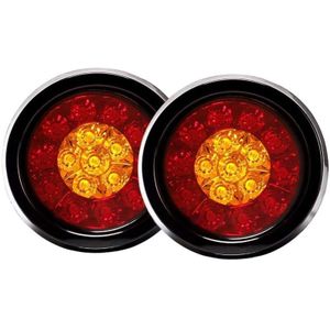 Linghhang - 2 Stück 16 led Runde Rücklicht Bremse mit schwarzen Gummitüllen für Auto lkw Anhänger