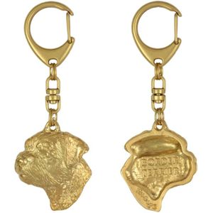 Border Terrier - vergoldeter Hunde-Schlüsselanhänger, Taschendekoration, Luxus-Accessoire von Art-Dog