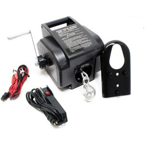 Wiltec - Elektrische Seilwinde 12V 280W bis 2721kg, 1,38m/min, Motorwinde 9,2m Stahlseil, Elektroseilwinde mit Haken und Fernbedienung