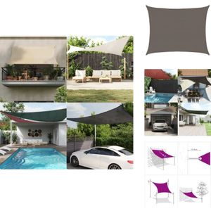 Sonnensegel 160 g/m² Anthrazit 6x7 m hdpe - Sonnensegel - hdpe Sonnensegel - Gartensonnensegel - Terrassenüberdachung - Balkonschutz