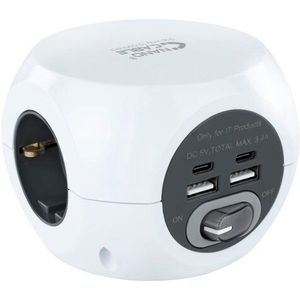 Nanokabel-Buchse mit 4 USB-Anschlüssen weiß