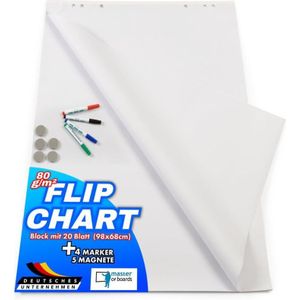 Master Of Boards - Flipchart Zubehör-Set Grundausstattung für Flipcharts Mit Block, Markern & Magneten