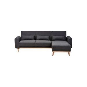 Beliani - Ecksofa mit Schlaffunktion Schwarz Stoff L-Förmig 3-Sitzer Sofa Linksseitig mit Polsterung Gepolstert Holzbeine Stoffsofa Modern Wohnzimmer