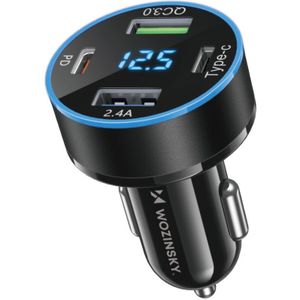 Autoladegerät mit Display 50W 2xUSB-C und 2xUSB-A - schwarz