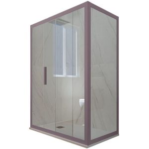 Forte - Eck-Duschkabine in pvc 80x170 Klarglas Lavendel Deco Duo