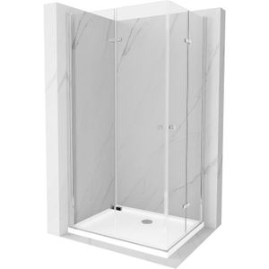 Mexen Lima Duo klappbare Duschkabine 90 x 80 cm, Transparent, Chrom + Duschwanne Flat - 856-090-080-