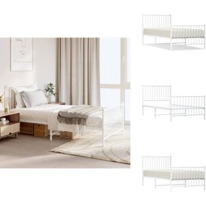 Vidaxl - Bettgestell mit Kopf- und Fußteil Metall Weiß 90x190 cm - Bettestell - Metallbett - Weißes Bettgestell - Doppelbett - Boxspringbetten