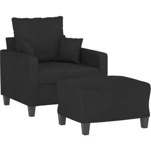 Sessel mit Hocker Schwarz 60 cm Stoff Vidaxl