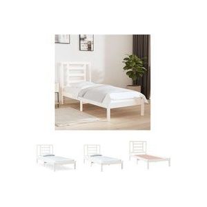 Massivholzbett Weiß 75x190 cm - Holzbett - Massivholzbette - Kiefernholzbette - Weißes Bett - Kleines Einzelbett - The Living Store