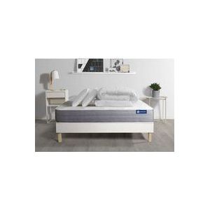 Actisom - Komplettpaket Bett - Matratze 180x200 cm + Boxspringbett mit Lattenrost (im Set) + 2 Kopfkissen + Bettdecke - Actilatex Dream