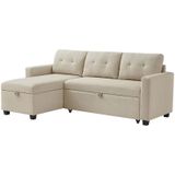 Vitalispa - Sofa L-Form Campina, Beige, 226 x 163 cm mit Schlaffunktion