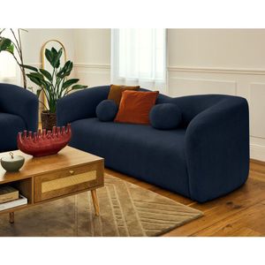 Lisa Design - Charles - 3-sitzer einzelsofa aus strukturiertem samt - marineblau