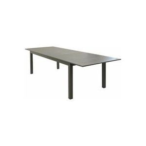 Magazzini Cosma - Ausziehtisch 'Cube' aus Aluminium-Lamellen für den Außeneinsatz im Garten und auf der Veranda -Tisch 220-280 + 6 Sedie / Taupe