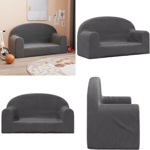 Kindersofa 2-Sitzer Anthrazit Weich Plüsch - Kindercouch - Kuschelplatz - Spielzeugsofa - Kinderzimmer Dekoration - Sitzsack Kinder - Home & Living