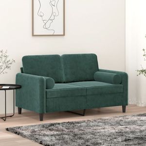 Avimac - 2-Sitzer-Sofa mit Zierkissen Dunkelgrün 120 cm Samt
