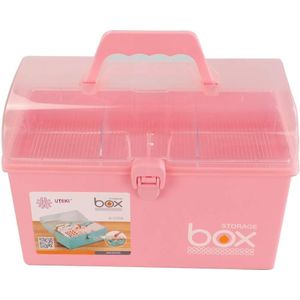 Kleine rosa Aufbewahrungsbox aus Kunststoff, Erste-Hilfe-Box, Medikamentenaufbewahrungs-Organizer, 1 Packung