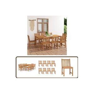 9-tlg. Garten-Essgruppe Massivholz Teak - Holz Essgruppe - Gartenmöbel Set - Teak Esszimmer - Outdoor Esstisch - Gartentisch