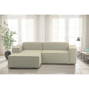 Talamo Italia - Festes Sofa Nadia, Modulares 2-Sitzer-Sofa mit linker Halbinsel, 100% Made in Italy, Modernes Sofa aus Stoff, Cm 220x170h70, Beige