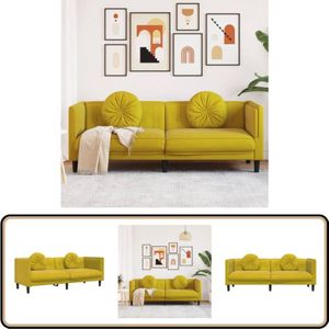 Vidaxl - Sofa mit Kissen 3-Sitzer Gelb Samt - Samtsofa - Wohnlandschaft - Couchtisch - Sessel - Lounge Möbel