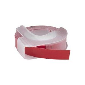 1x 3D Prägeband-Schriftband-Kassette kompatibel mit Dymo 1855, 1880, 747861, 18577, 20008CP Etiketten-Drucker 3m x 9mm Weiß auf Rot - Vhbw