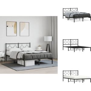 Vidaxl - Bettgestell mit Kopfteil Metall Schwarz 140x200 cm - Metallbettfundament - Doppelbett - Schwarzes Bettgestell - Boxspringrahmen - Bettrahmen