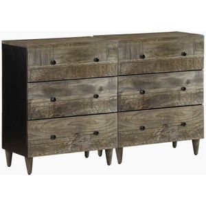 Sideboards 2 Stk. Hellgrau 60x33,5x75 cm Massivholz Mango
