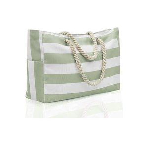 Wasserdichte gestreifte Strandtasche mit Reißverschluss und feuchtigkeitsableitender Tasche, große Strandtasche für Damen - Lntyq