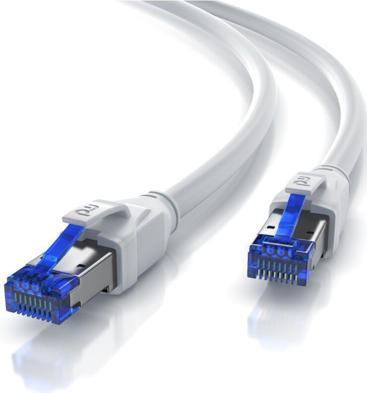 Primewire - Patchkabel cat 8 mit Baumwollummantelung - Gigabit Ethernet lan Kabel - 40 Gbit/s - s/ftp pimf Schirmung - Netzwerkkabel - 20m