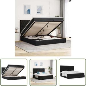 VidaXL Ottoman-Bett mit Matratze Schwarz 180x200 cm Stoff