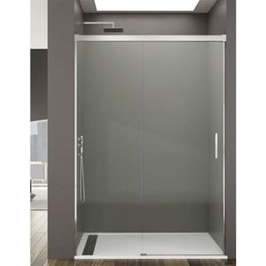 Basic Duschabtrennung 1+1 ohne Bodenprofil 5 Farben 2 Glasarten 6mm in Aluminium Chrom-profil 145-150 cm Transparentes glas - Allstone