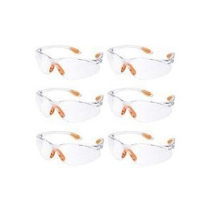 6er Pack Klare Schutzbrille Antibeschlag Transparente Schutzbrille Baustellenbrille mit Klaren Gummigläsern Arbeitsschutzbrille für Garten Chemie