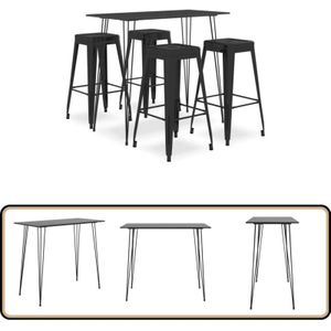 Vidaxl - 5-tlg. Bar-Set Schwarz - Bar Set - Bartisch - Barhocker - Küchenstuhl - Wohnzimmermöbel