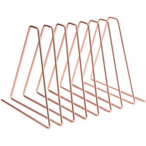 Rose Gold Magazine Rack, Triangle File Organizer, Book Shelf Magazine Holder, Metal Bookends, for Home Office Books Magazine and Newspapers