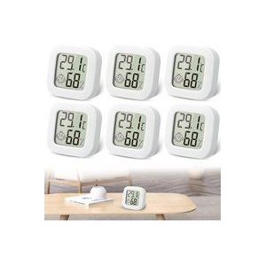 6 Stücke Mini Innenthermometer Hygrometer, Hochpräzises Digitales Innenthermometer Hygrometer, Heimthermometer für Babyzimmer, Waschküche, Garten im