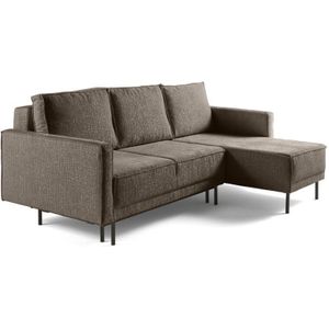 Lisa Design - Charlie - 4-sitzer ecksofa beidseitig montierbar - schlaffunktion und bettkasten - aus relief-samtstoff - taupe