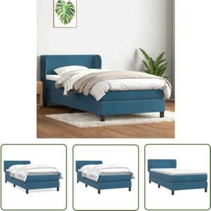 VidaXL Boxspringbett mit Matratze Dunkelblau 90x220 cm Samt