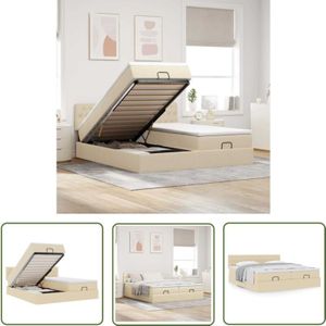 VidaXL Ottoman-Bett mit Matratzen Creme 200x200 cm Stoff