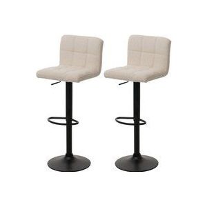 HHG - 2er-Set Barhocker 852, Tresenhocker Barstuhl, höhenverstellbar drehbar, Stoff Boucle (450g/m²) mvg creme-beige