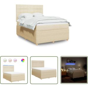 VidaXL Boxspringbett mit Matratze Creme 140x190 cm Stoff