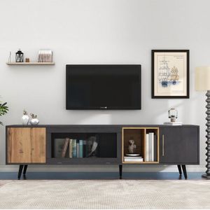 Jn.songs - Elegante tv Lowboard, TV-Schrank aus Dunklem Holz Passend für Graue und Gemaserte Holz-TV-Geräte