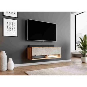 Tv Lowboard arezo Schrank modern Design Kommode 100cm ohne led Wotan-Beton - Furnix