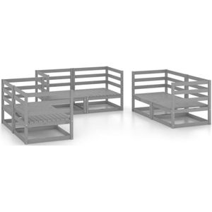 6-tlg. Garten-Lounge-Set Grau Massivholz Kiefer Vidaxl