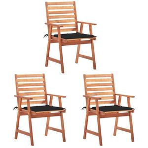 Vidaxl - Garten-Essstühle 3 Stk. mit Kissen Massivholz Akazie