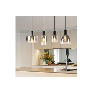 Gbly - Pendelleuchte Hängelampe Esstisch 4 Flammig Hängeleuchte- E27 Vintage Esszimmerlampe Hängend Pendellampe Höhenverstellbar Glas Retro für